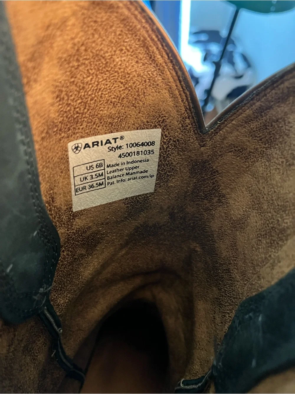 Ariat Vintage Denim Heritage J Toe Leather Heeled Boots with Brown Embroidery - Picture 6 of 9